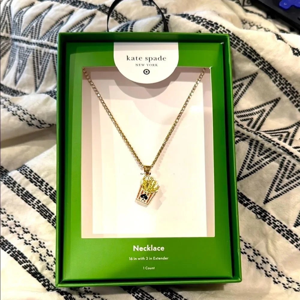Kate Spade Gold Necklace with French Fry Pendant jewelry designer new